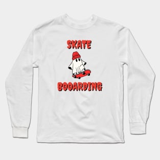 Halloween Ghost Skatebooarding Trick Or Treat Outfit Long Sleeve T-Shirt